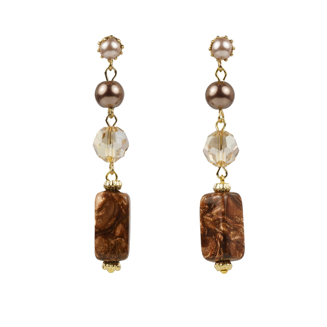 Long necklace of semiprecious stones and pearls