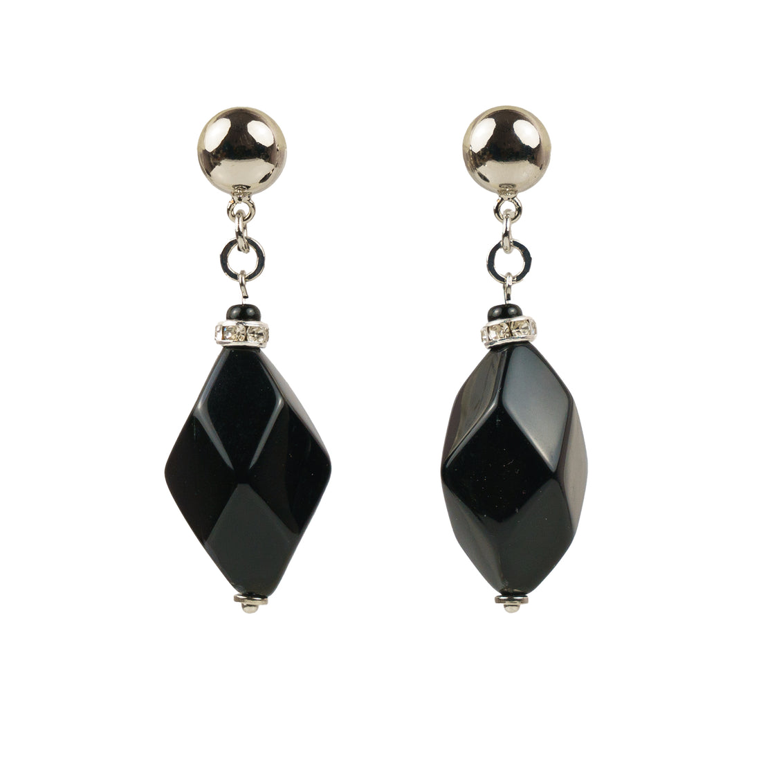 Hoop earrings with black crystal pendants