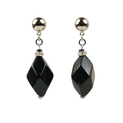 Hoop earrings with black crystal pendants