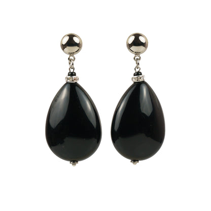 Hoop earrings with black crystal pendants
