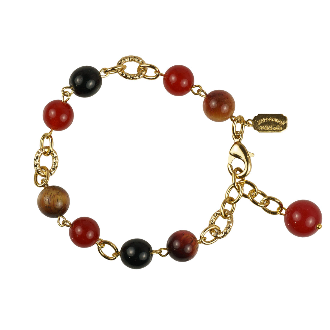 Bracelet with snap clasp in semi-precious stones and pearls