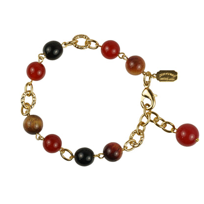 Bracelet with snap clasp in semi-precious stones and pearls