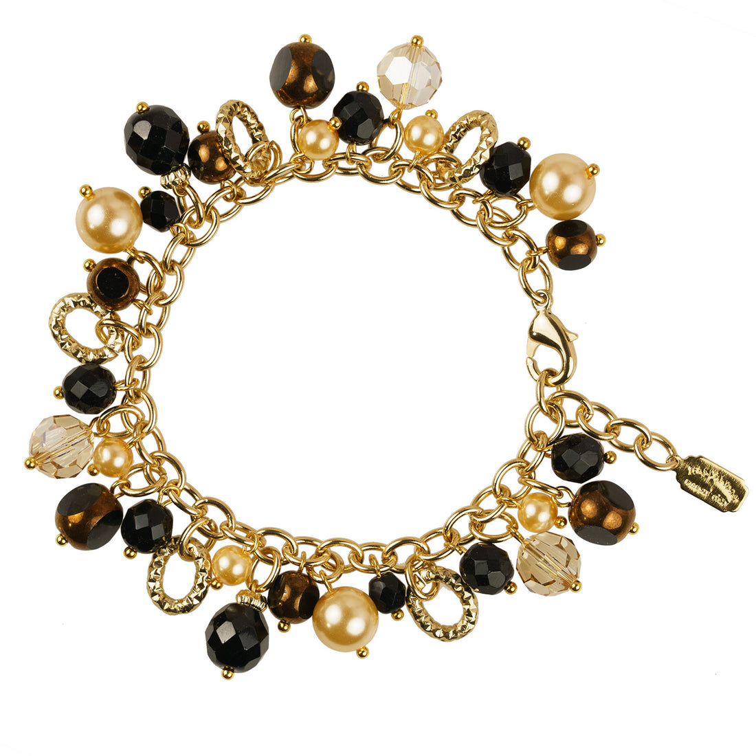 Long necklace of semiprecious stones and pearls