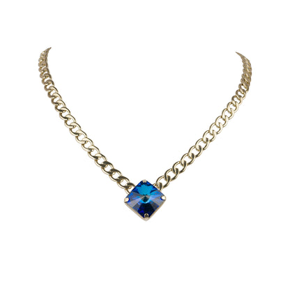 Girocollo di catena con centrale quadrato di cristallo Swarovski