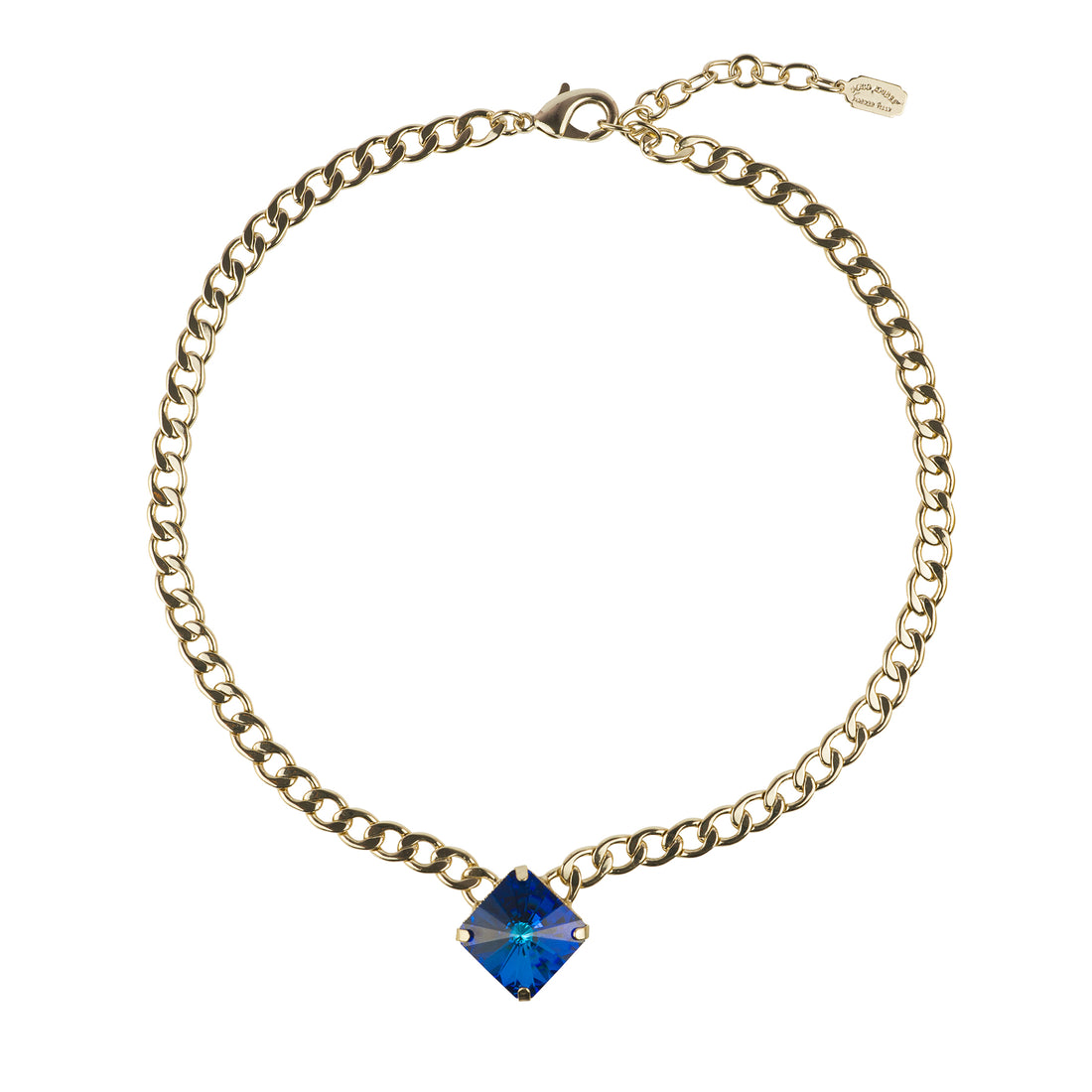 Chain choker necklace with Swarovski crystal square