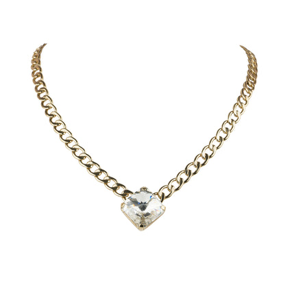Girocollo di catena con centrale quadrato di cristallo Swarovski