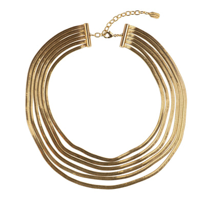 Multi-strand flat snake chain necklace