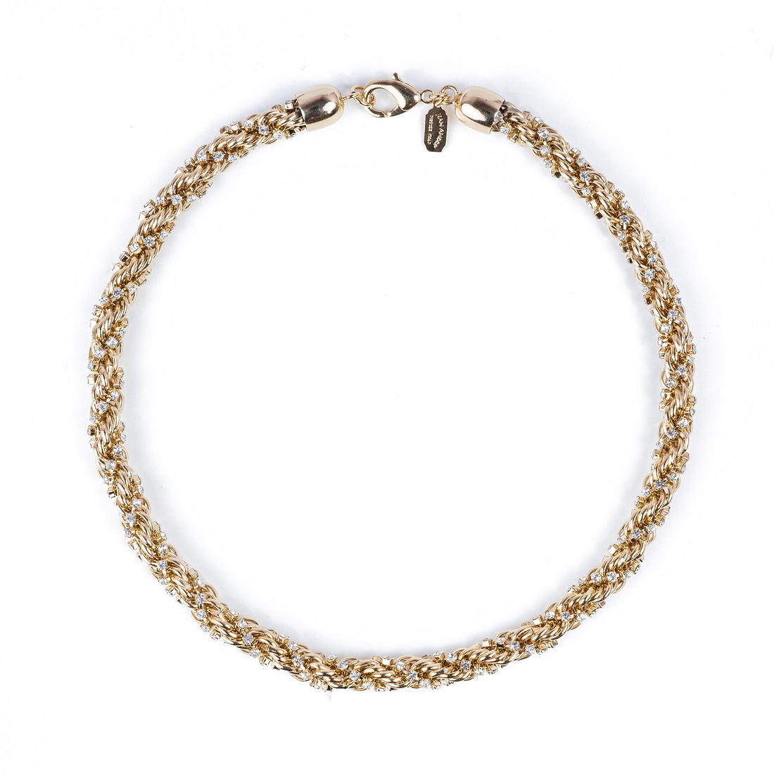 Gargantilla de cadena de cuerda con espiral de pequeños pedrería