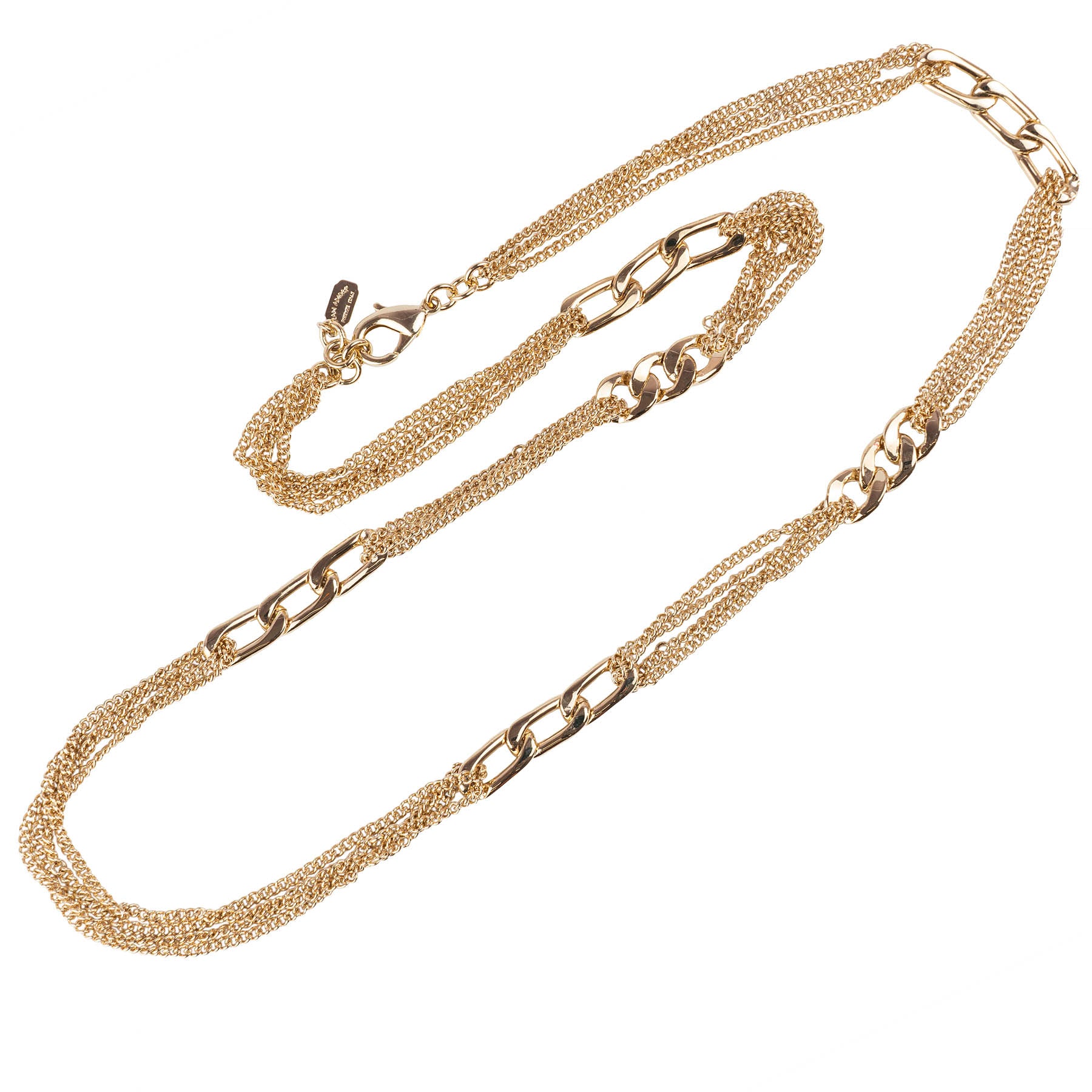 Long necklace with three strands of chain