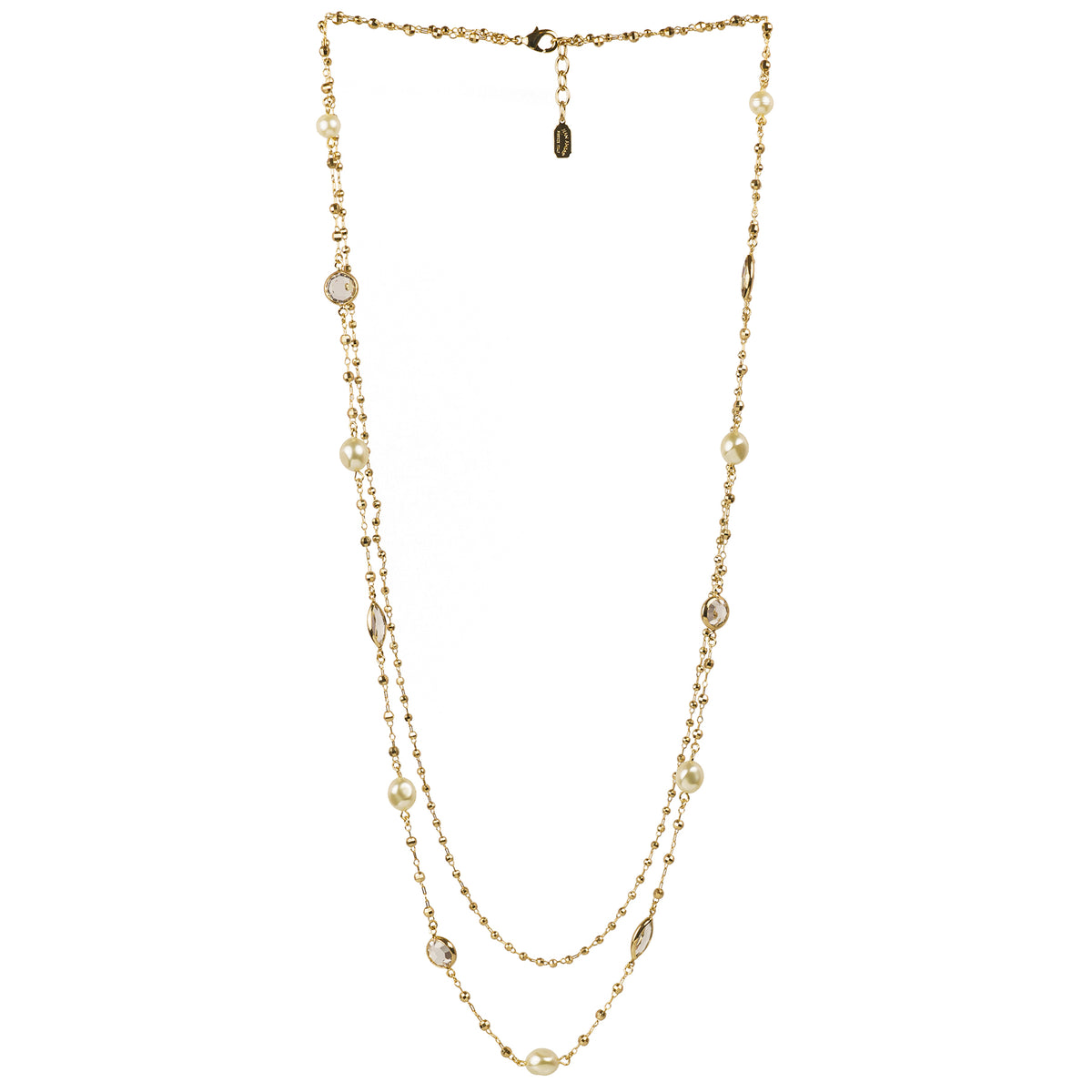 Pearl and Swarovski crystal charms choker necklace