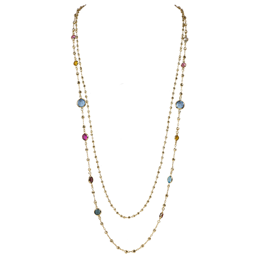 Choker necklace in chain and multicolored crystals
