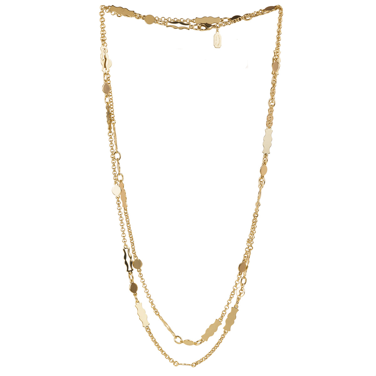 Long necklace with three strands of chain