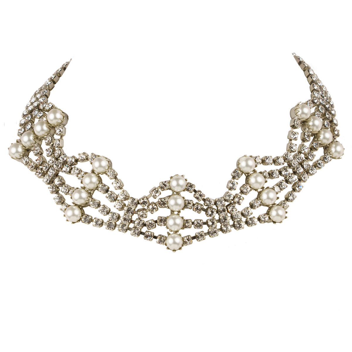 Chain choker necklace with Swarovski crystals