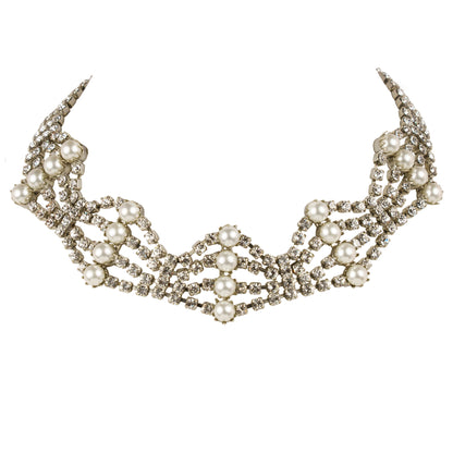 Chain choker necklace with Swarovski crystals