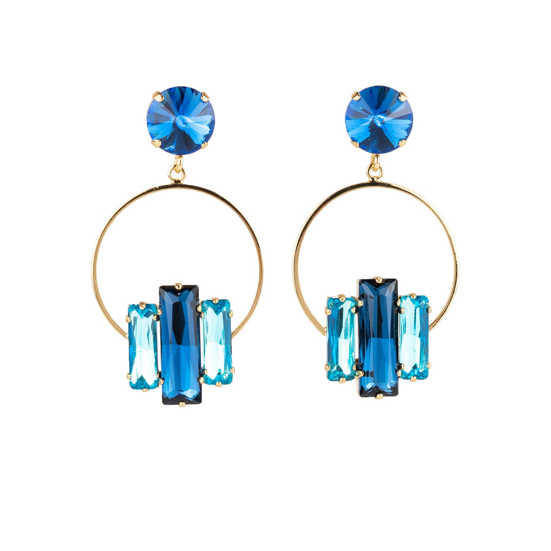 Hoop dangle earrings with crystals
