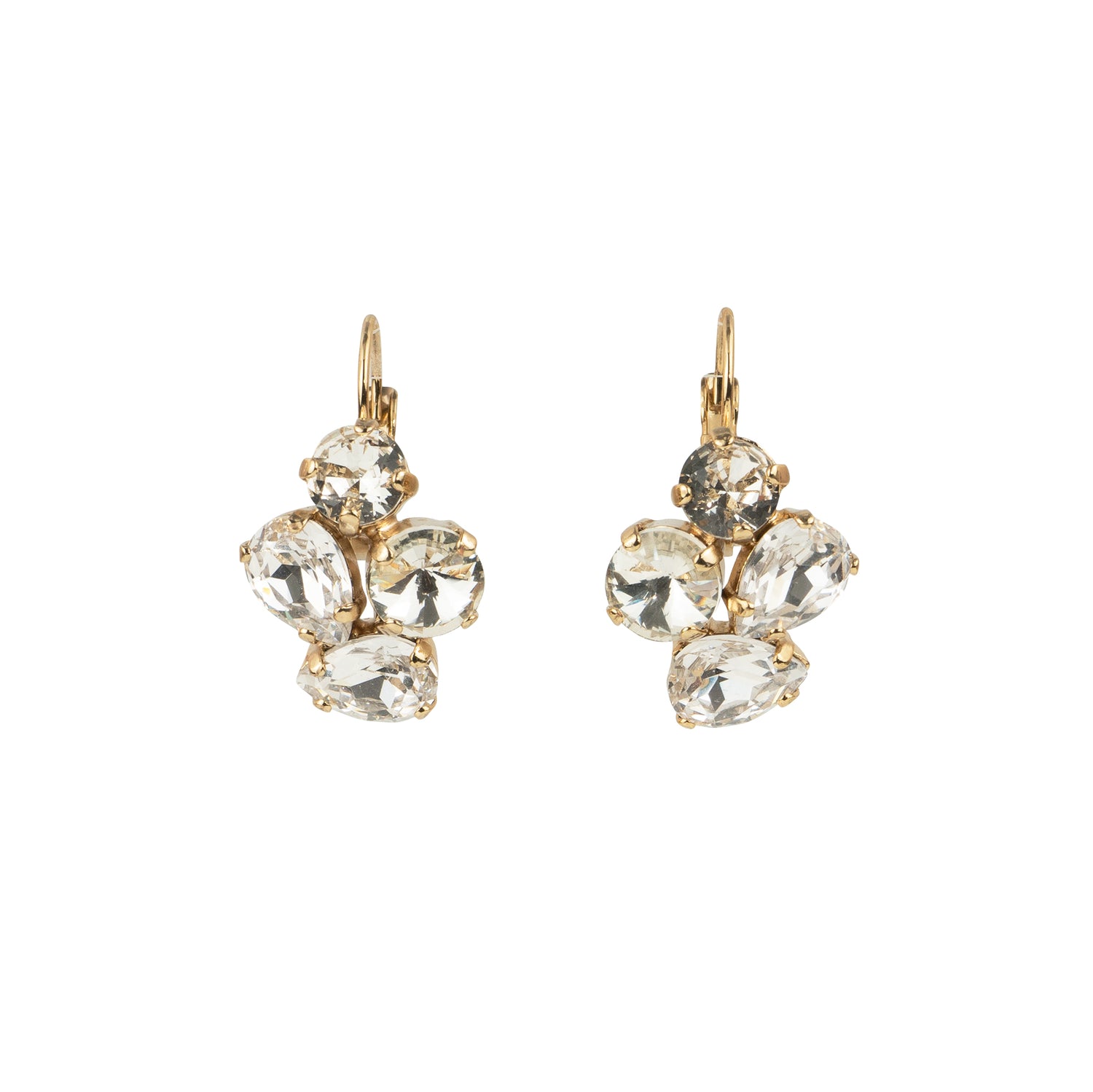 Lever earrings with crystal drops