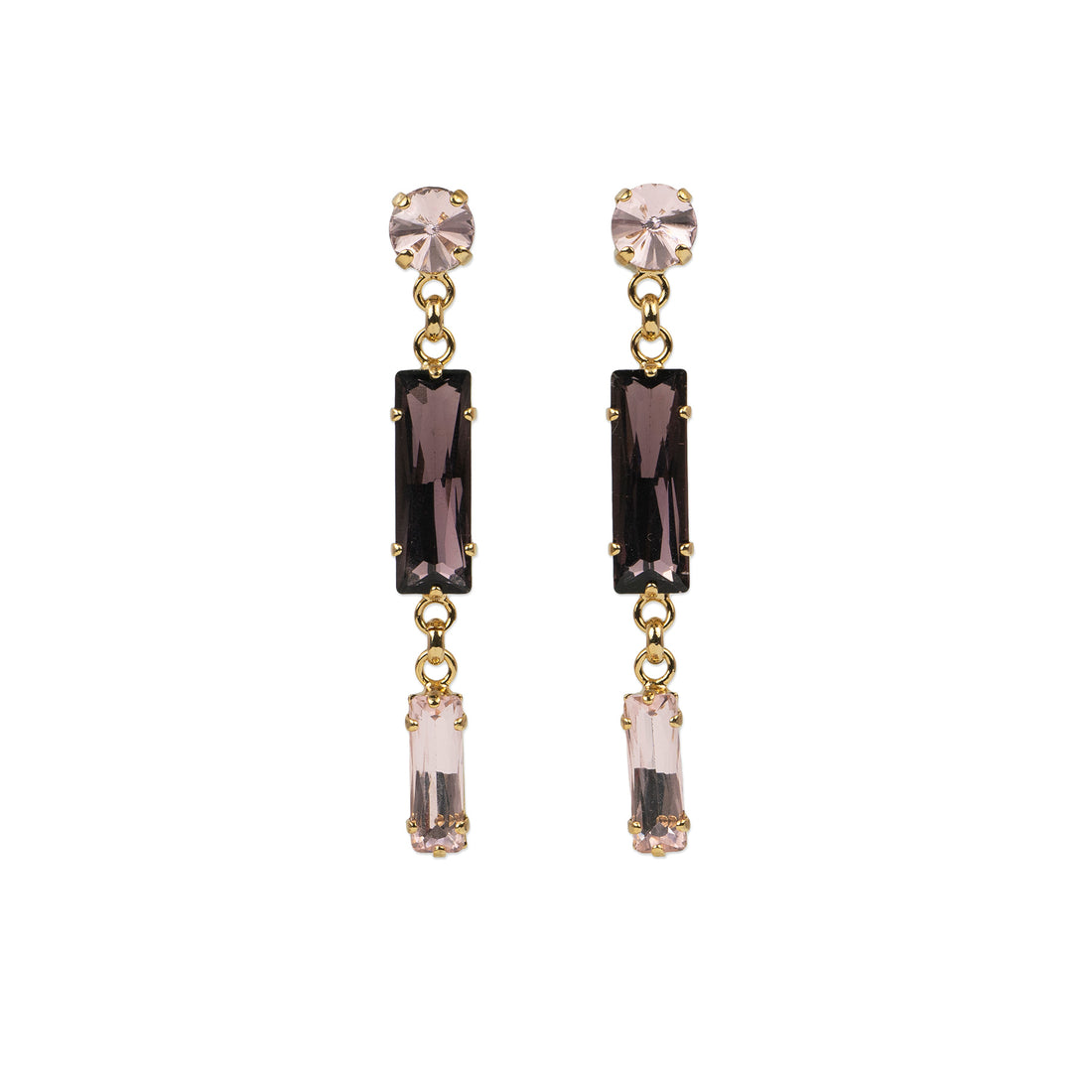 Drop earrings with crystal baguettes