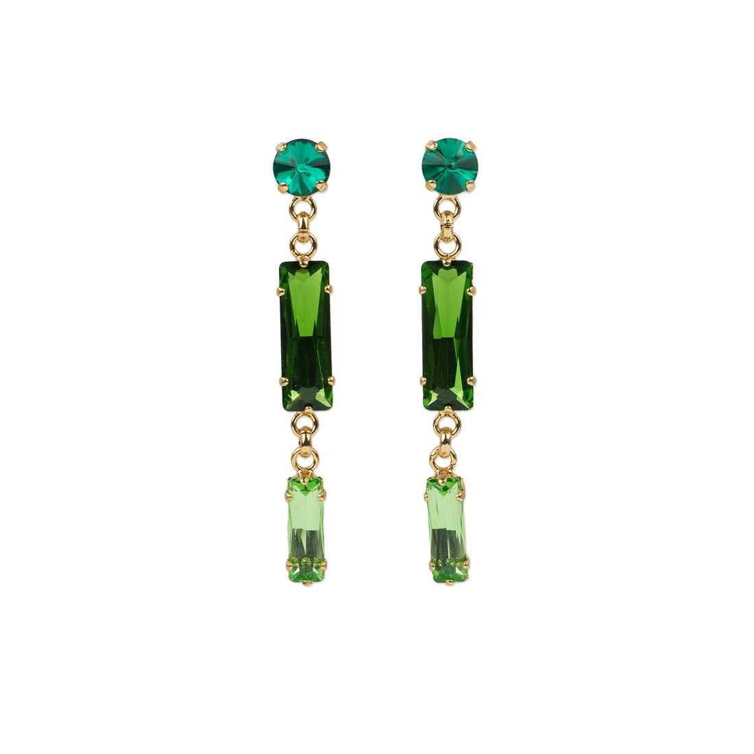 Pendientes colgantes con baguettes de cristal