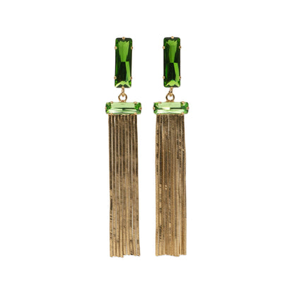 Fringe drop earrings with crystal baguettes