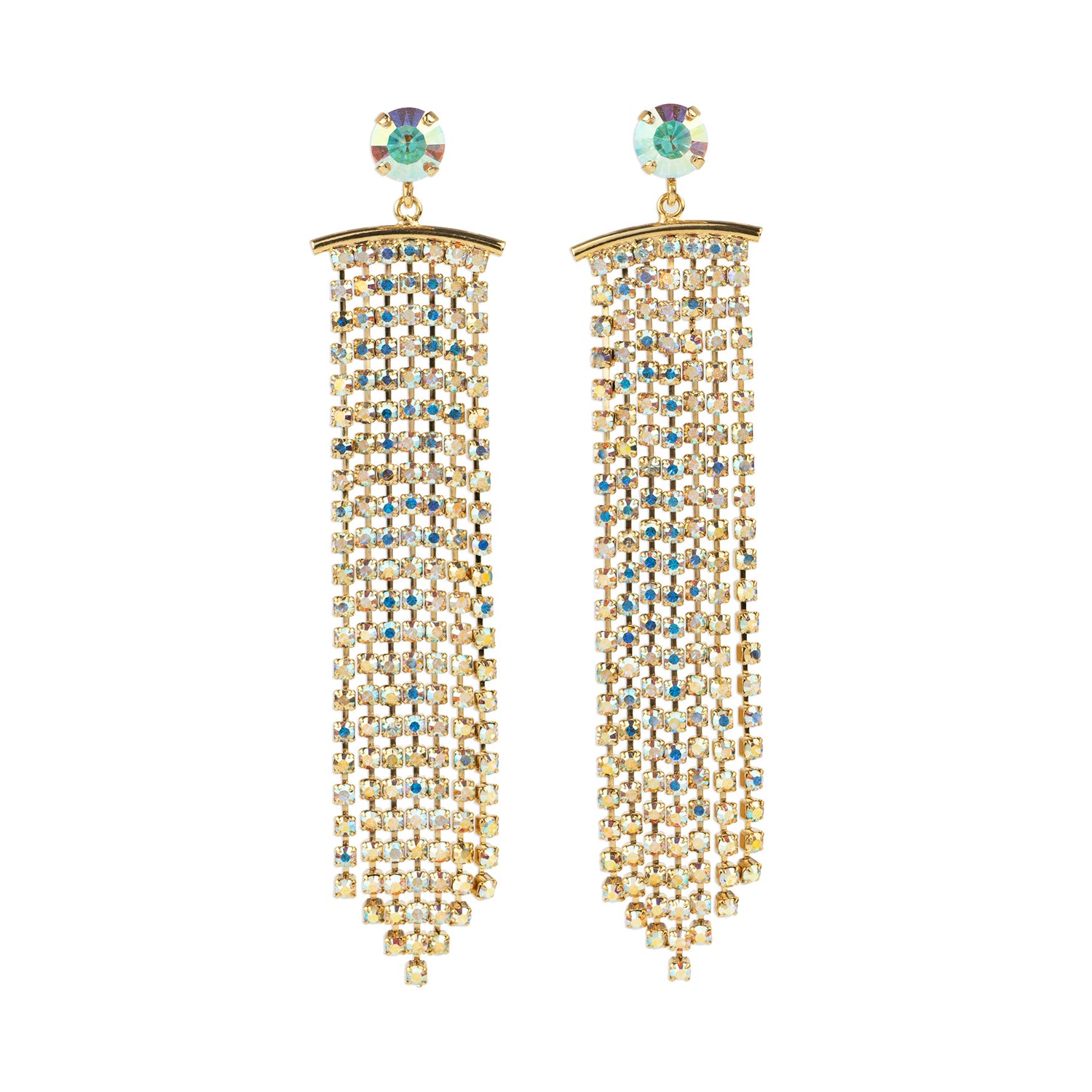 Drop earrings with crystal fringe