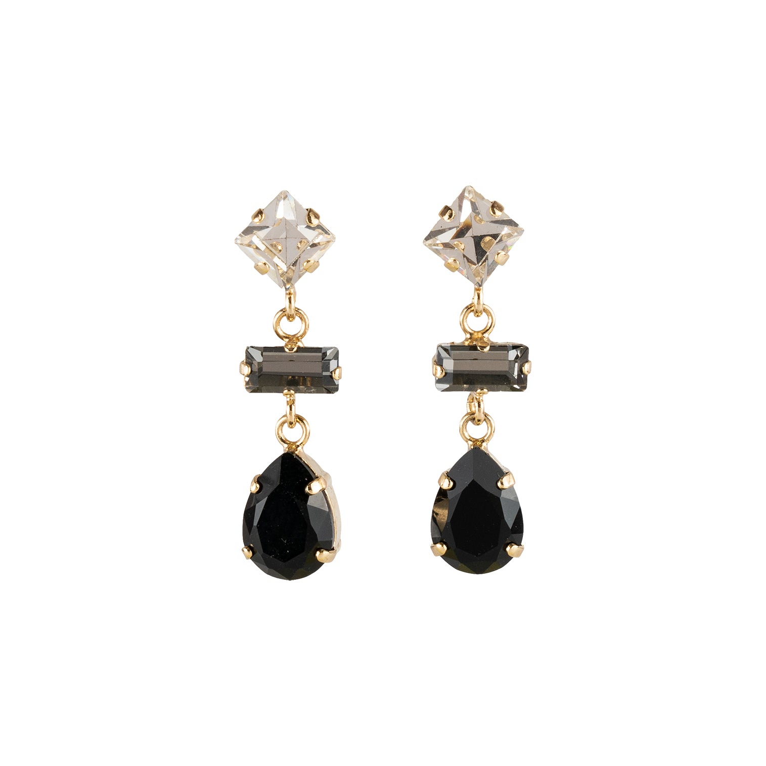 Drop earrings with crystal baguettes