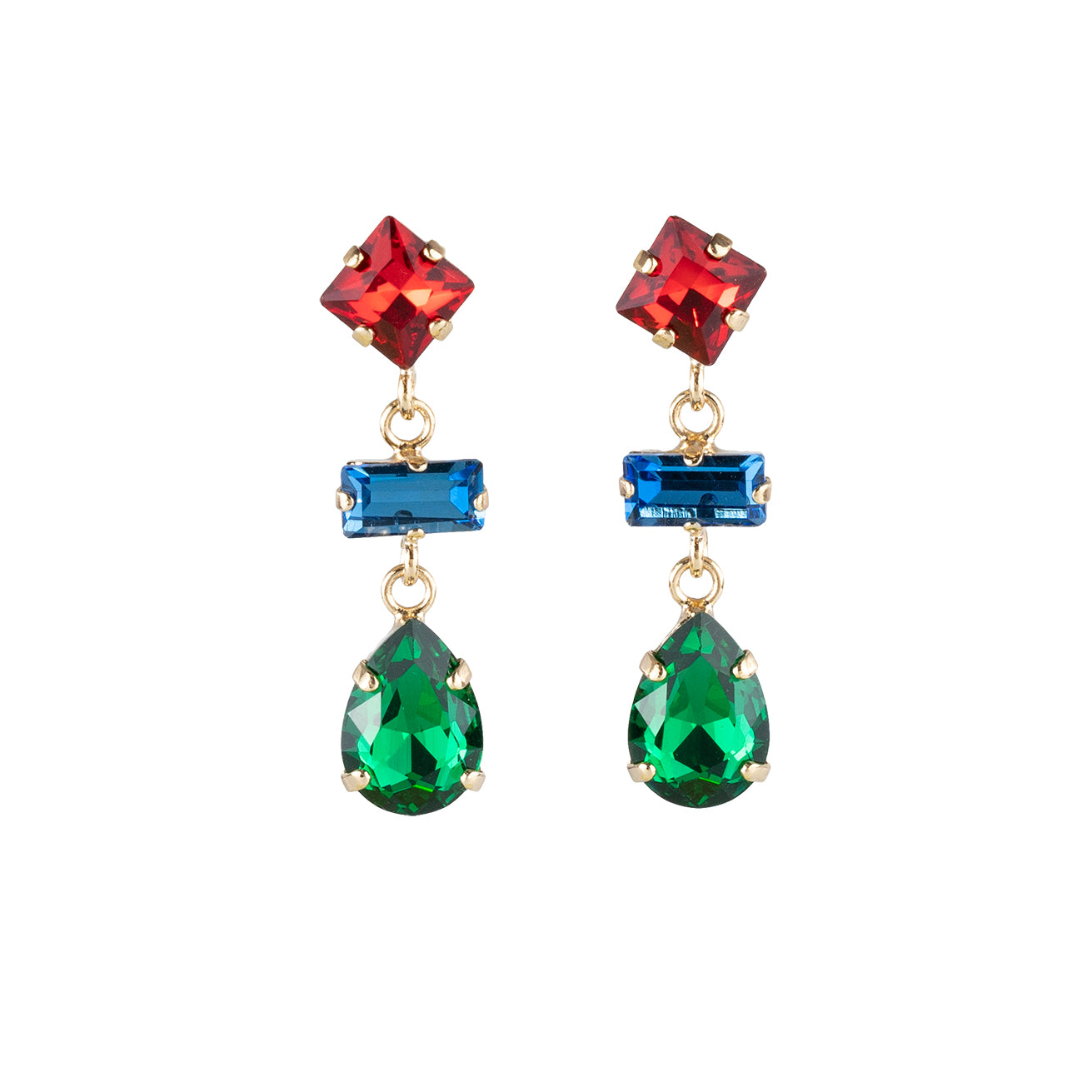 Drop earrings with crystal baguettes