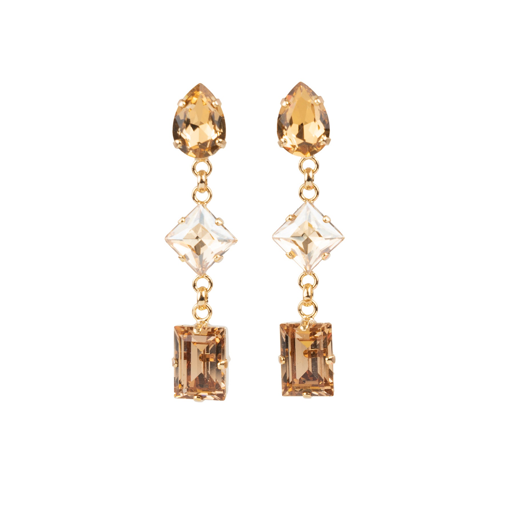 Dangle earrings with crystals