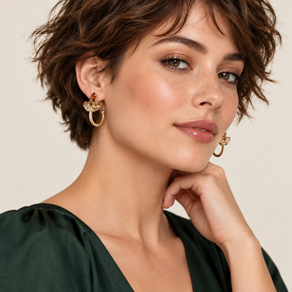 Drop earrings with crystals