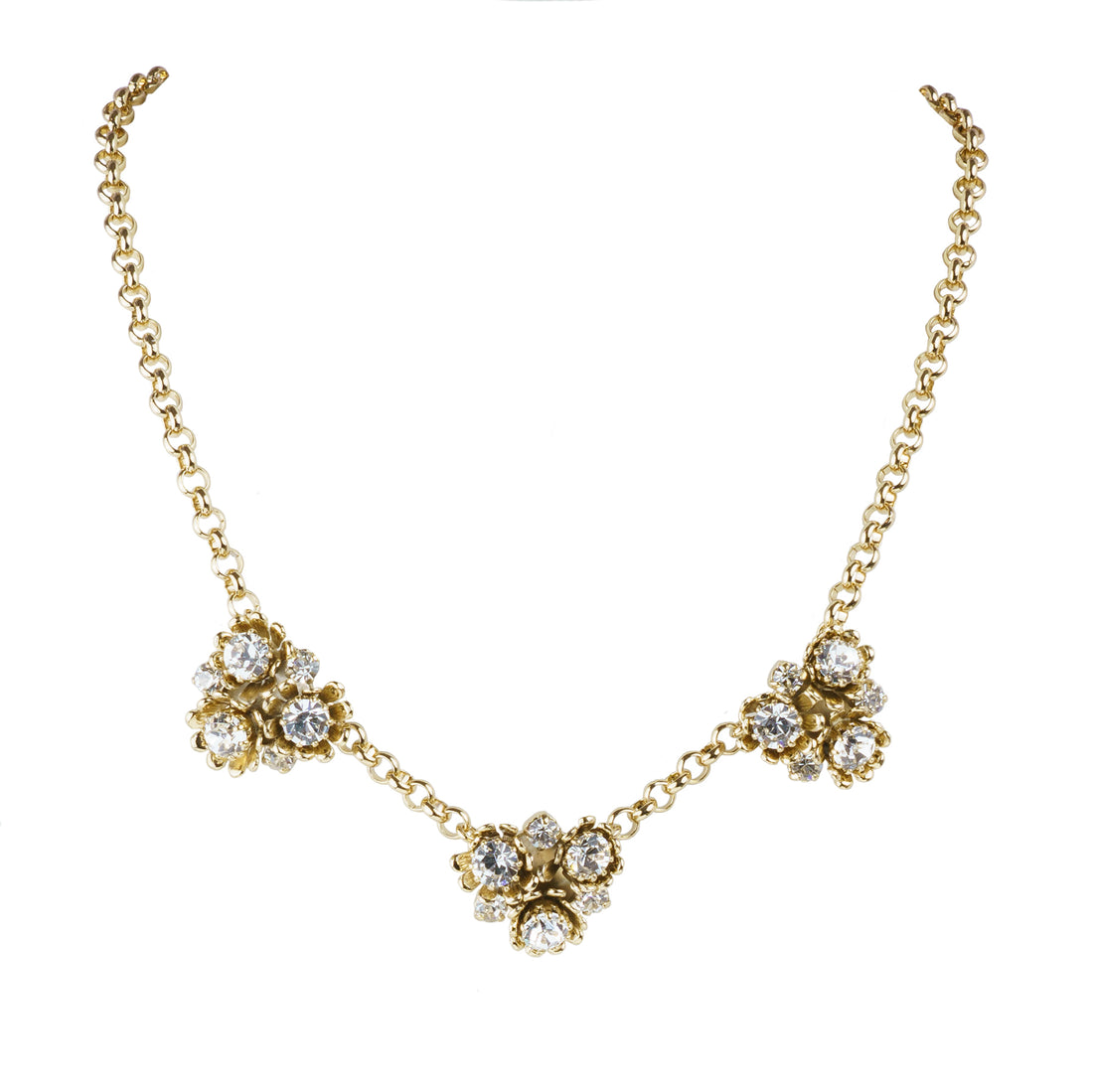 Collana girocollo con fiori e cristalli