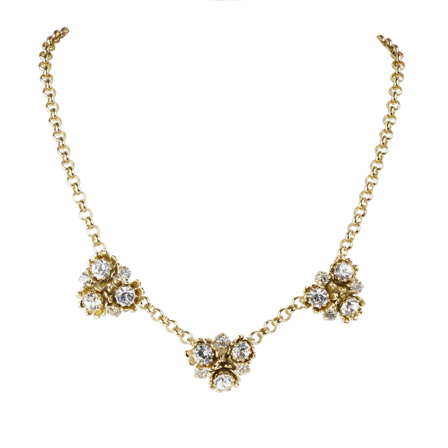 Collana girocollo con fiori e cristalli