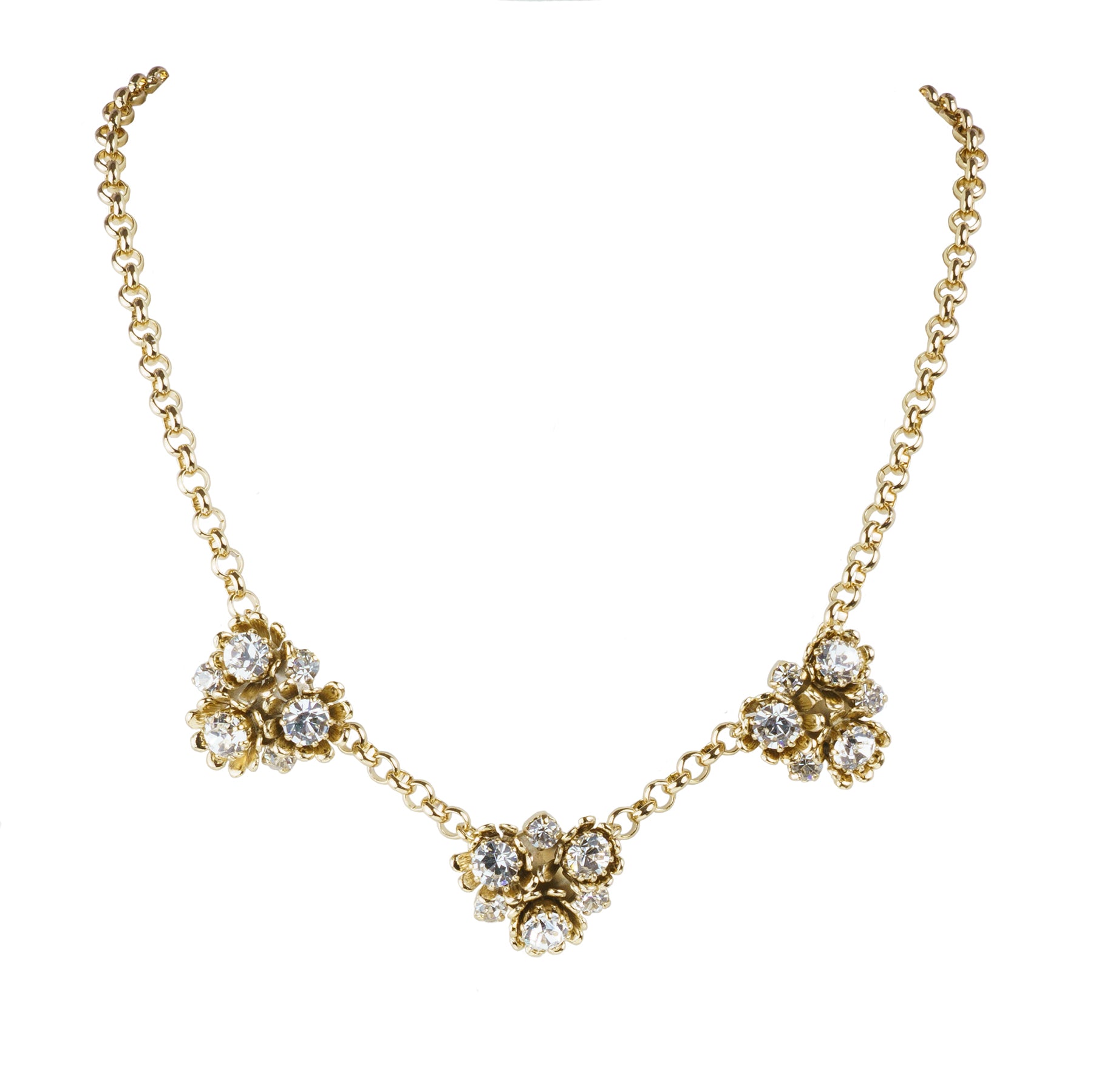 Collana girocollo con fiori e cristalli