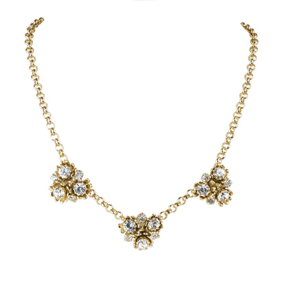 Collana girocollo con fiori e cristalli