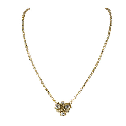 Collana girocollo con fiori e cristalli