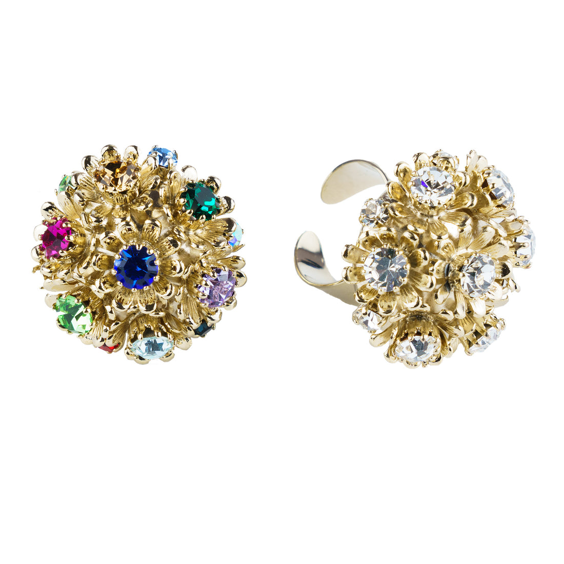Anello con fiori e cristalli