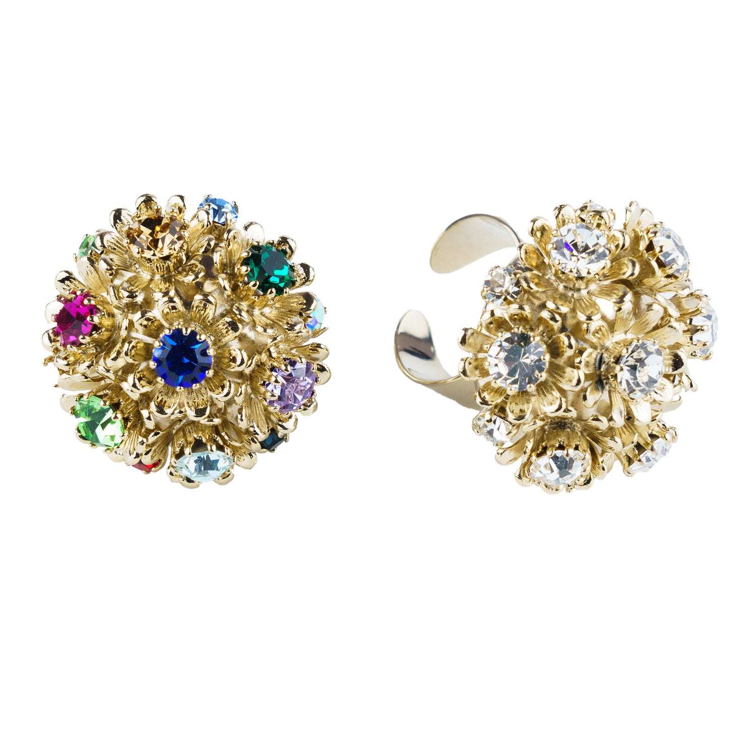 Anello con fiori e cristalli