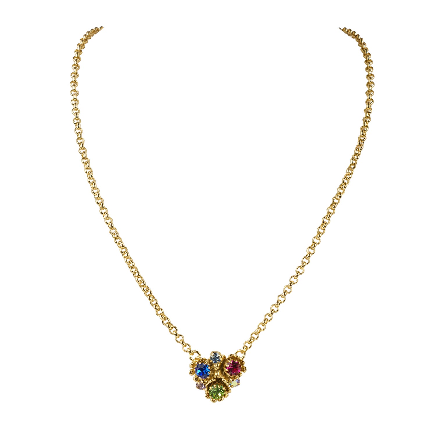 Collana girocollo con fiori e cristalli