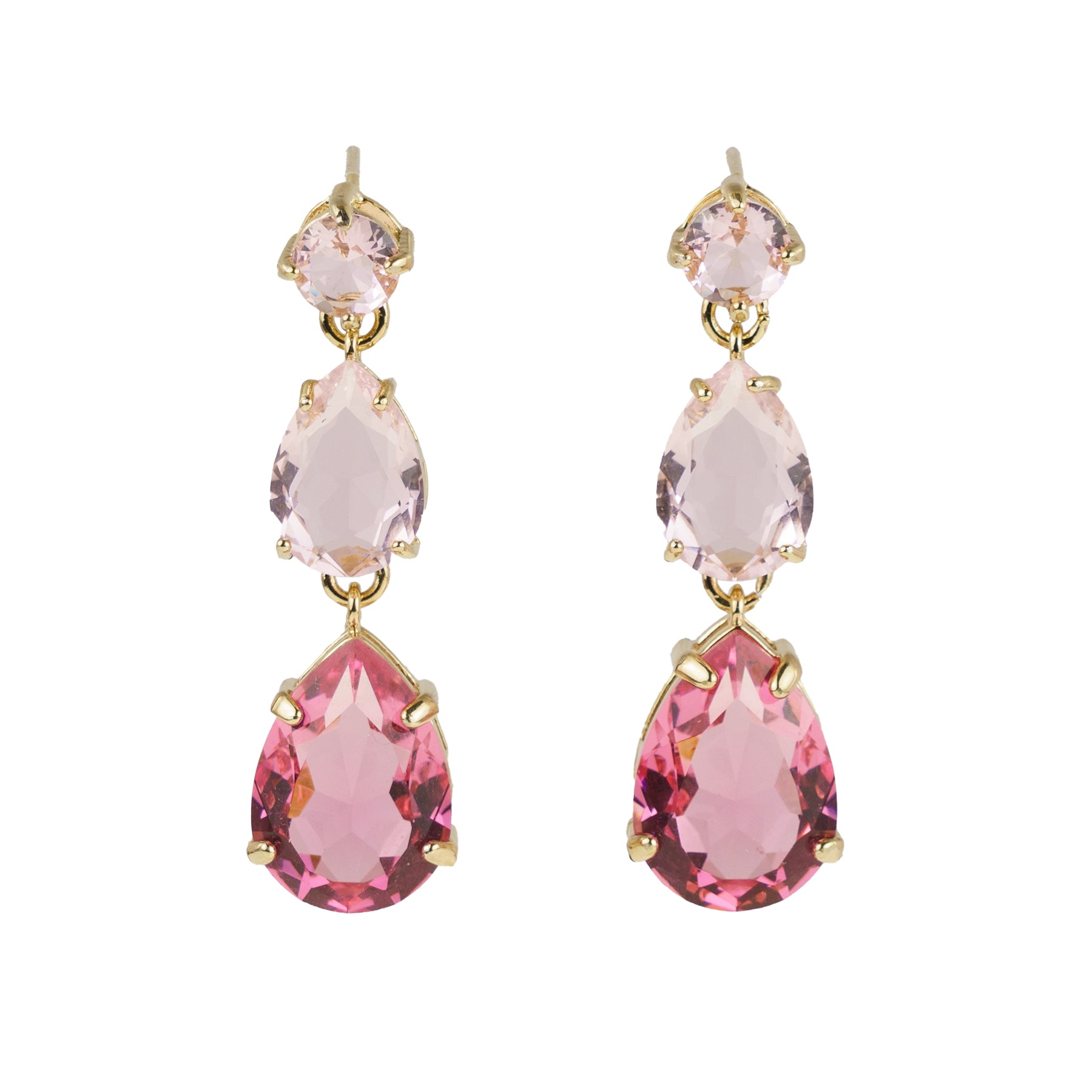 Dangle earrings with crystal hearts