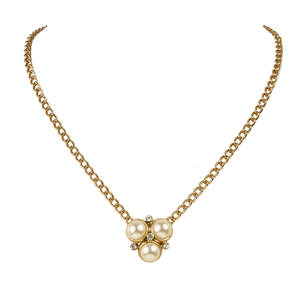 Pearl and Swarovski crystal charms choker necklace