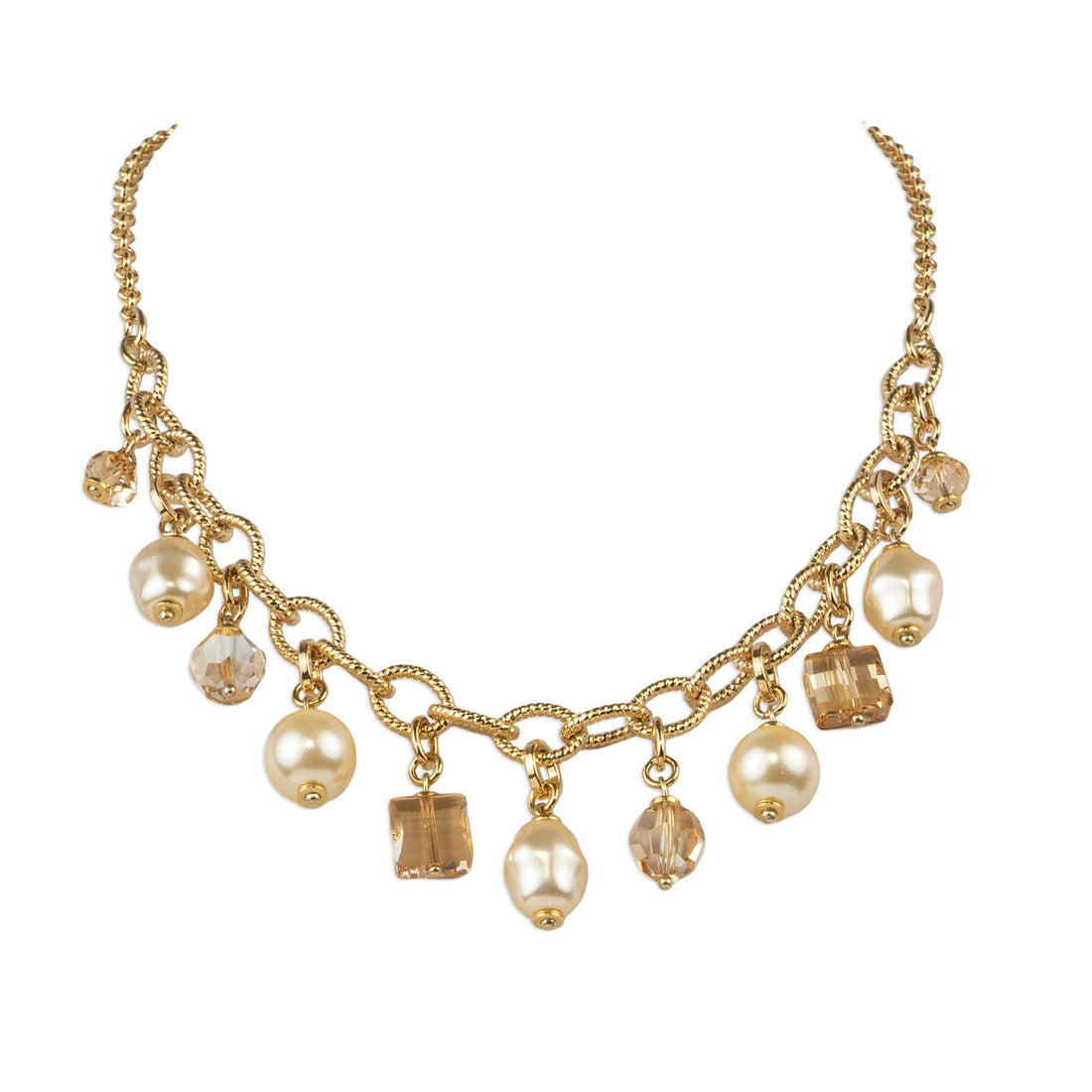 Collana girocollo charms di perle e cristalli Swarovski
