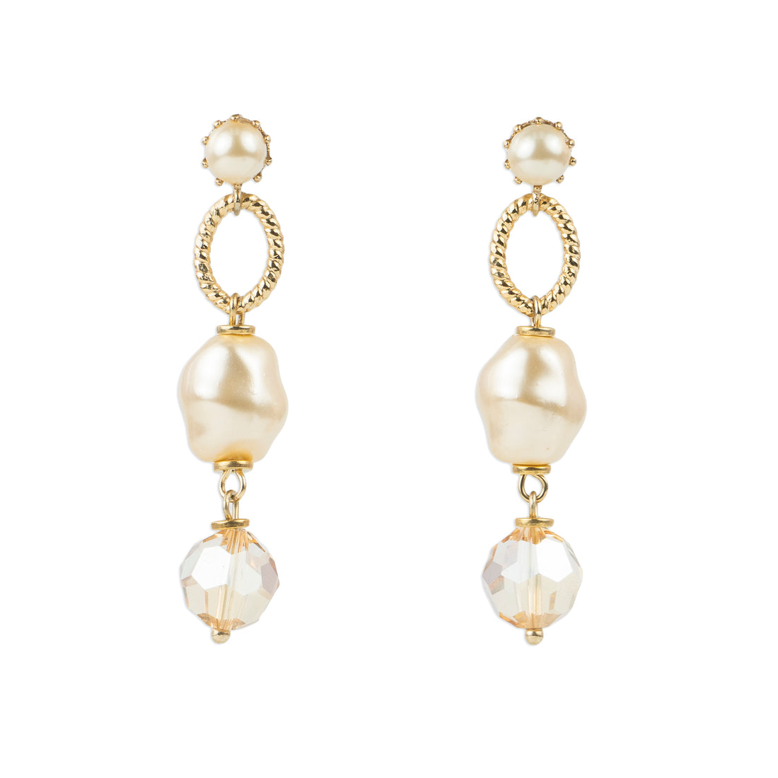 Pearl and Swarovski crystal pendant earrings