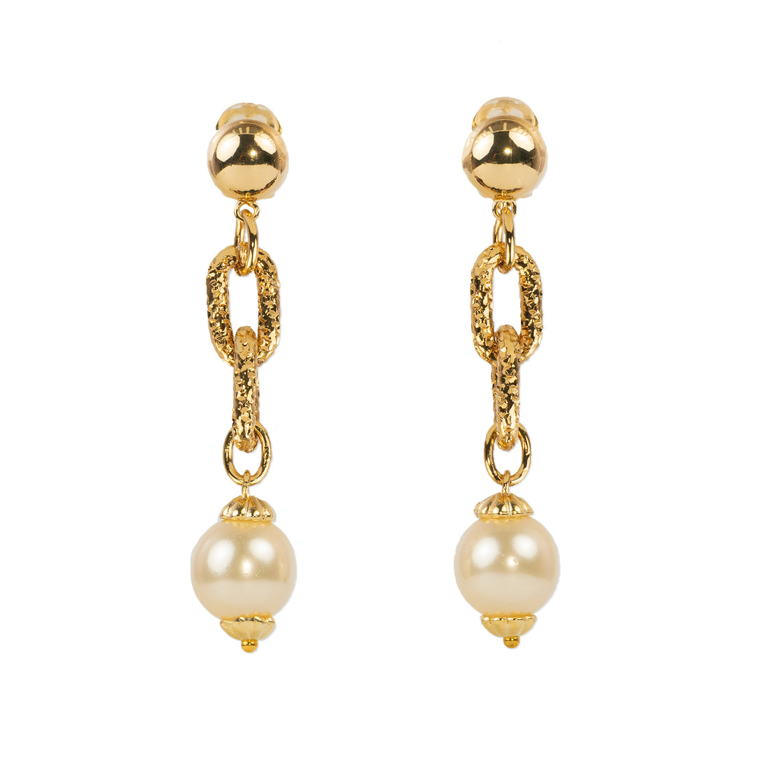 Chain and pearl drop earrings