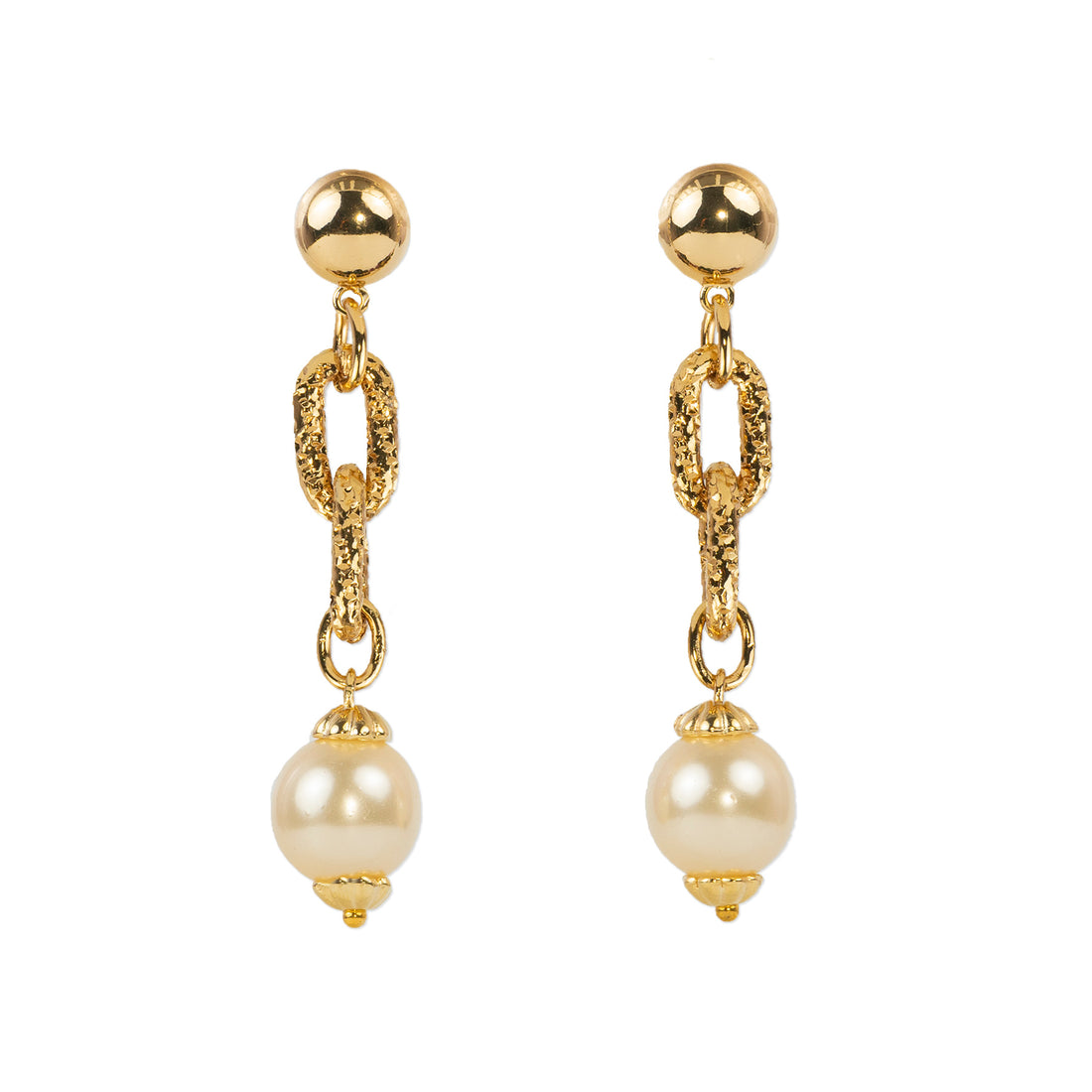 Chain and pearl drop earrings