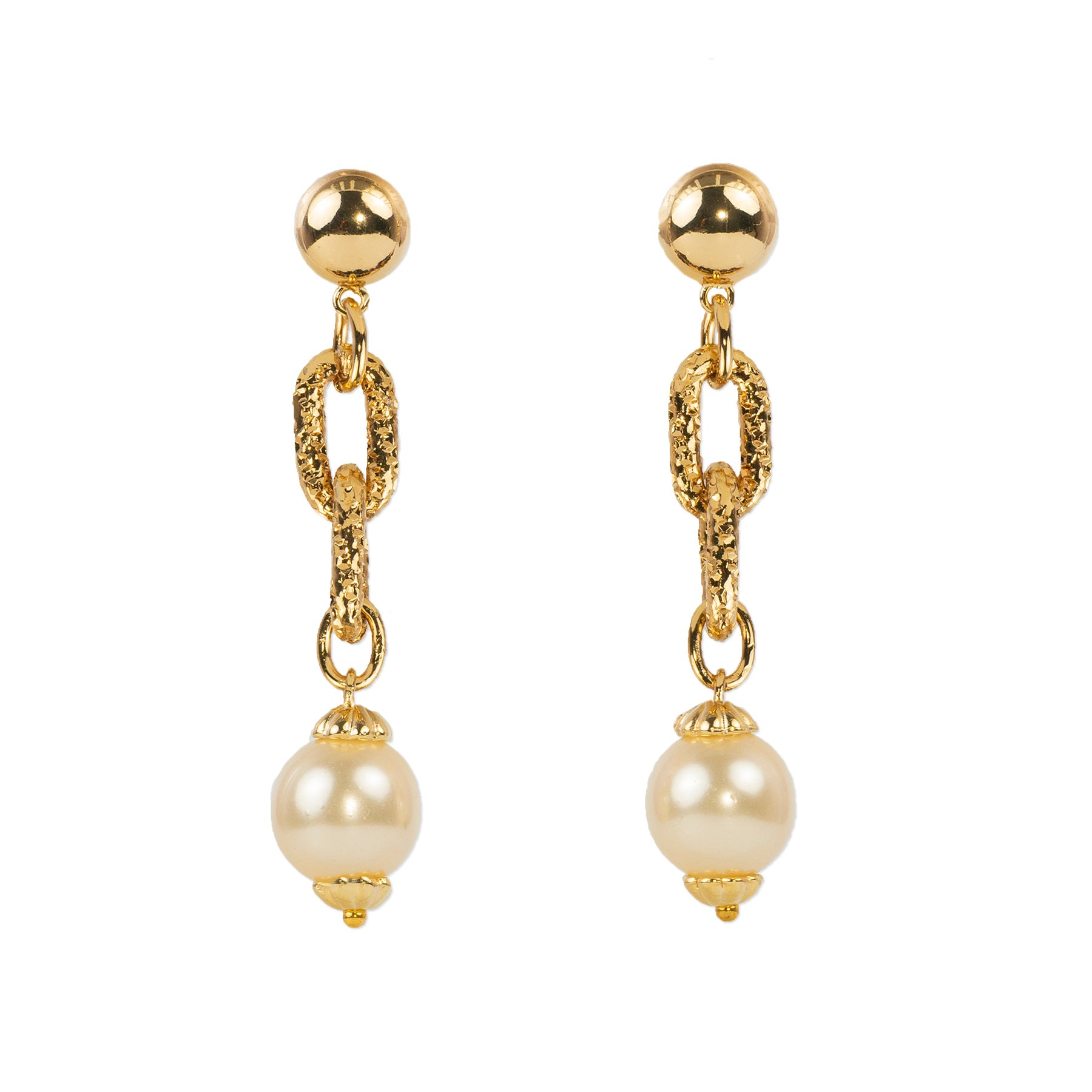 Chain and pearl drop earrings