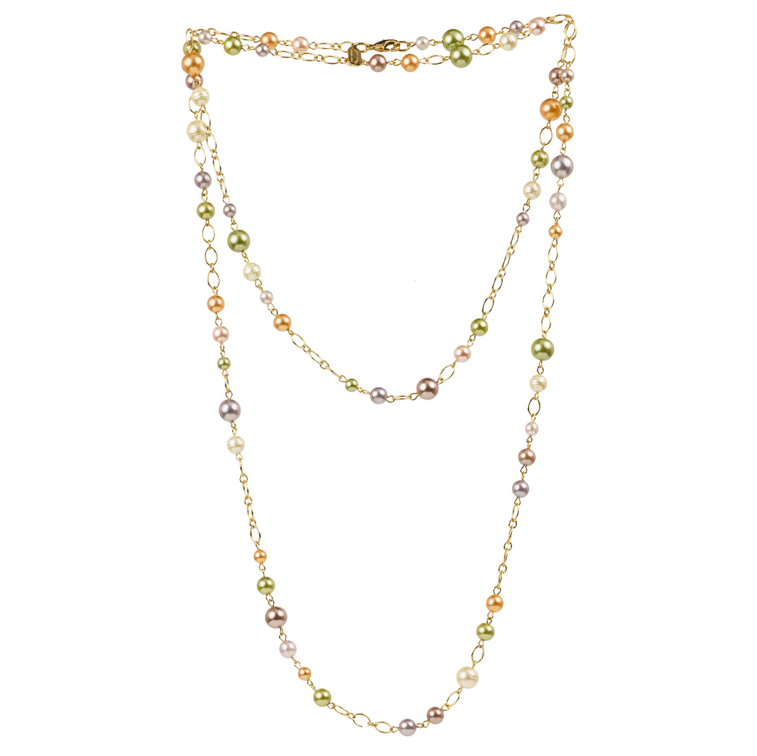 Gargantilla con 3 tiras de perlas de colores y cristales