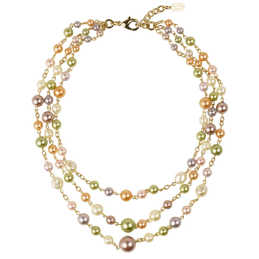 Collana girocollo a tre fili in perle multicolore