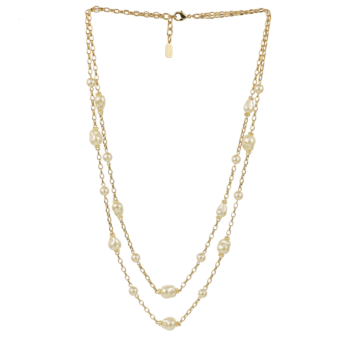Collana girocollo due fili di catena e perle barocche