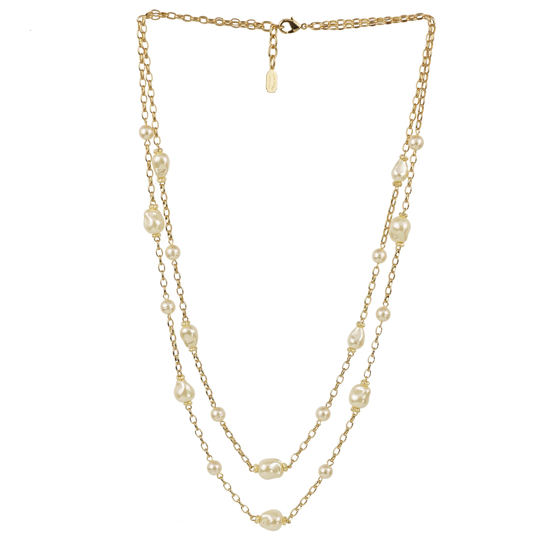 Collana girocollo due fili di catena e perle barocche