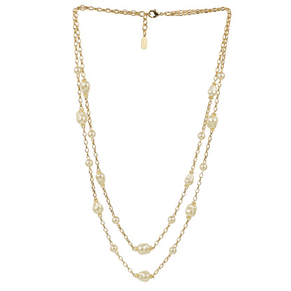 Collana girocollo due fili di catena e perle barocche