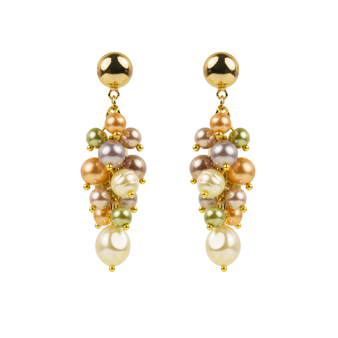 Orecchini a grappolo di perle multicolore