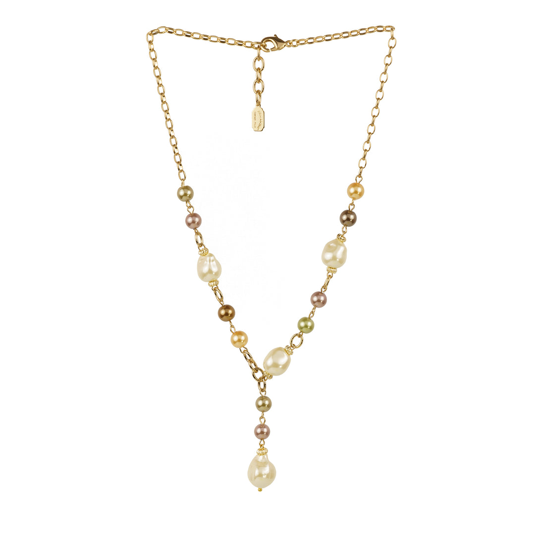 Collana girocollo di catena e perle barocche con pendente